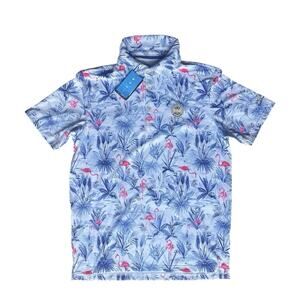 Scales NWT Golf Polo Shirt Mens S Floral Flamingo AOP PGA South Florida Section